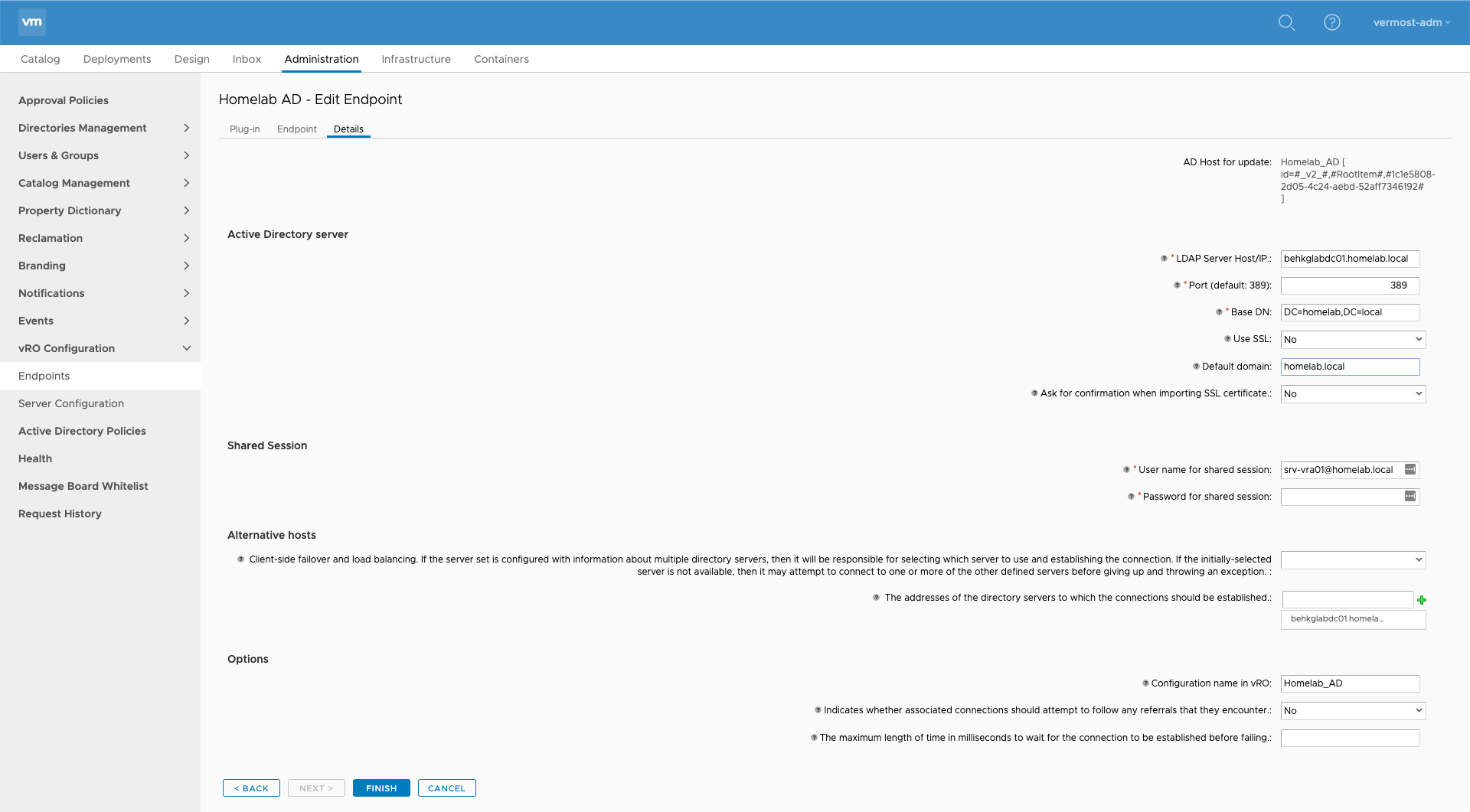 New Active Directory endpoint details