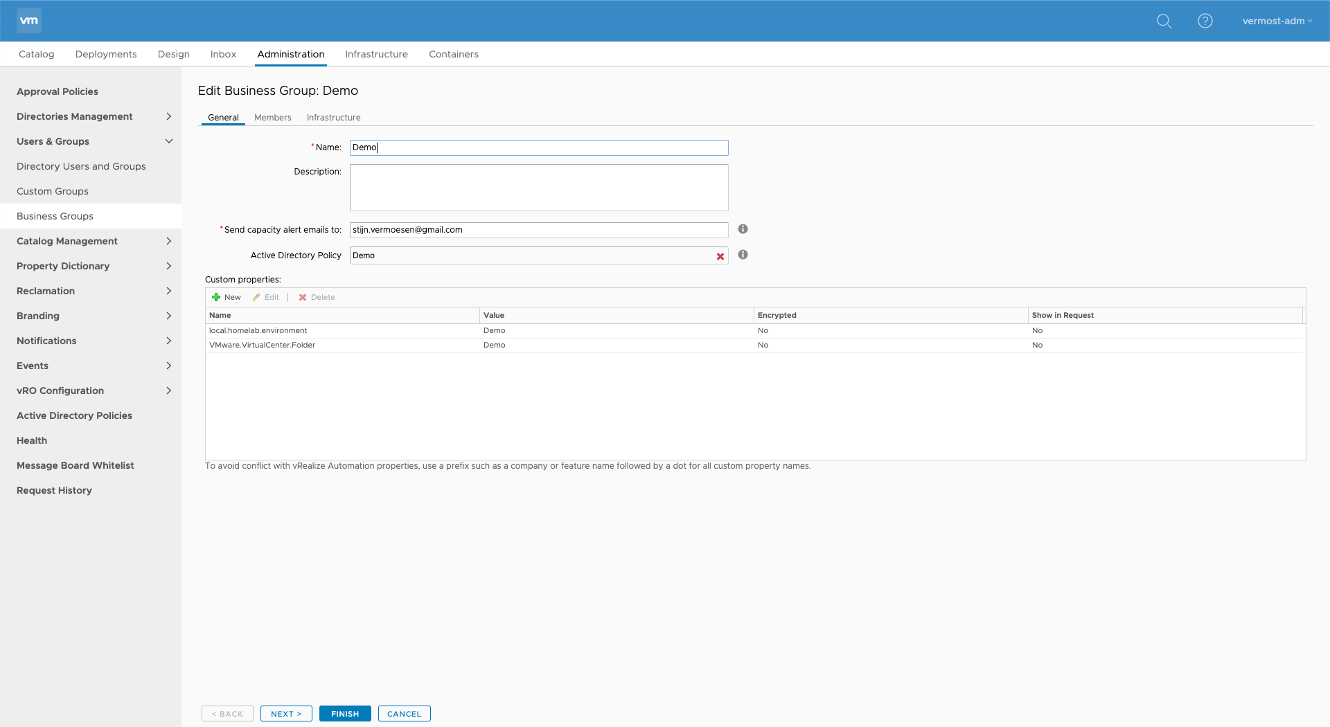 Using Active Directory Policy on business group level